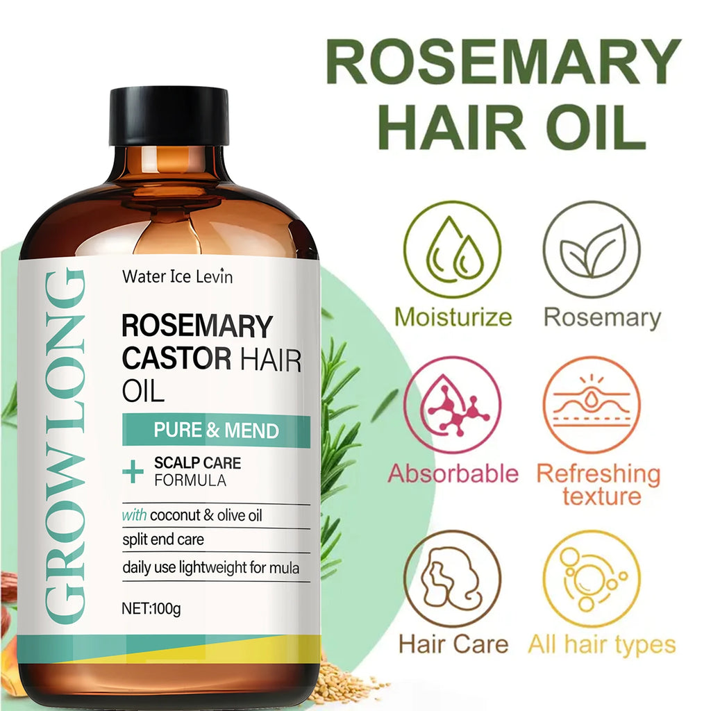 ROSEMARY CASTOR Hair Oil, Scalp Care Formula