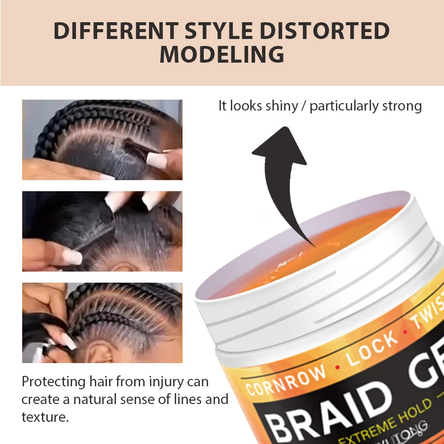 BRAID GEL Cornrow Lock Twist, 4C Hair & Edge Extreme Hold