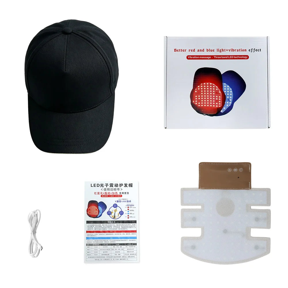 BLUE & RED Light Laser Therapy 3 in 1 Hair Cap 210 LED, Thick Hair