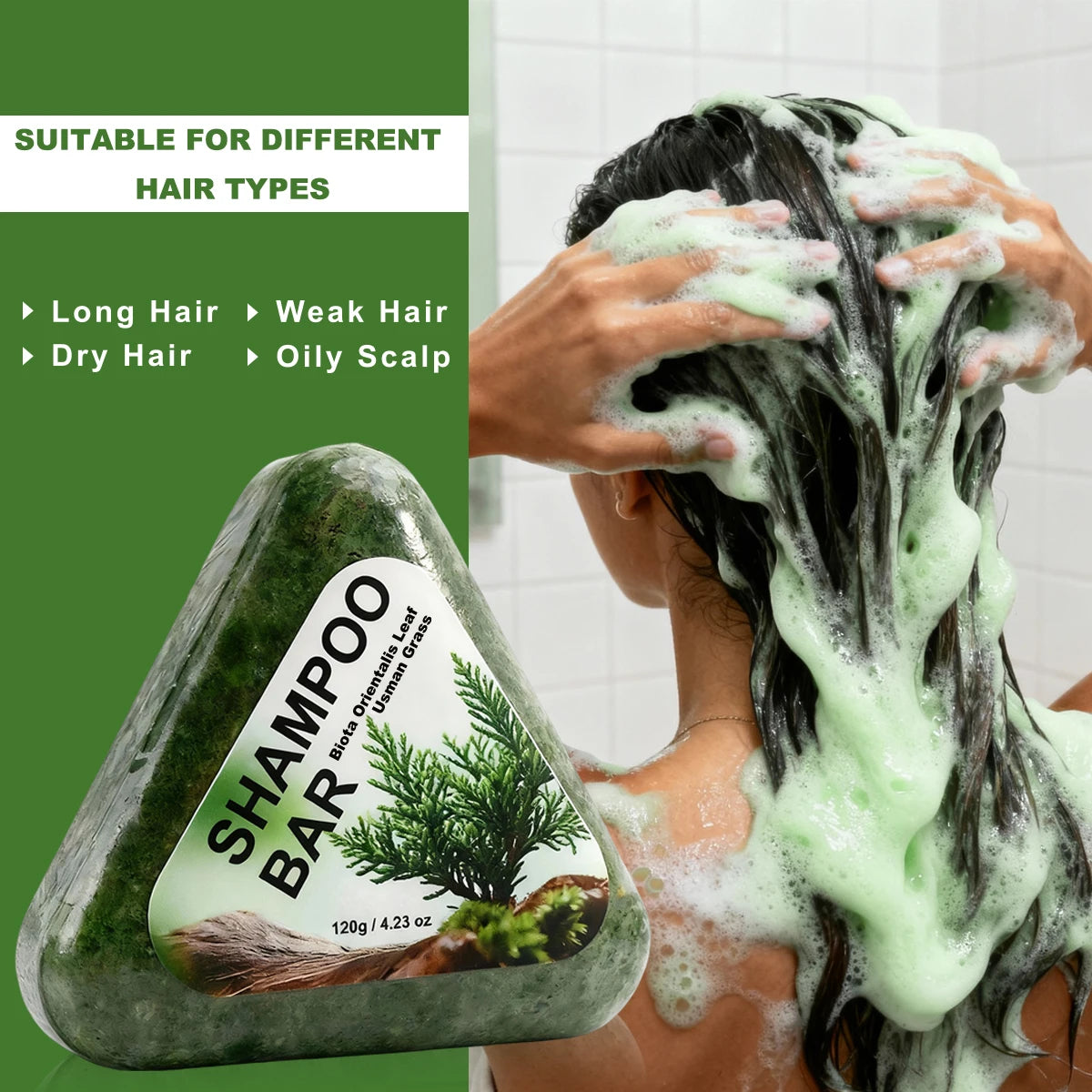 USMAN GRASS Natural Organic Shampoo Bar, Oil Control, Anti Hair Loss