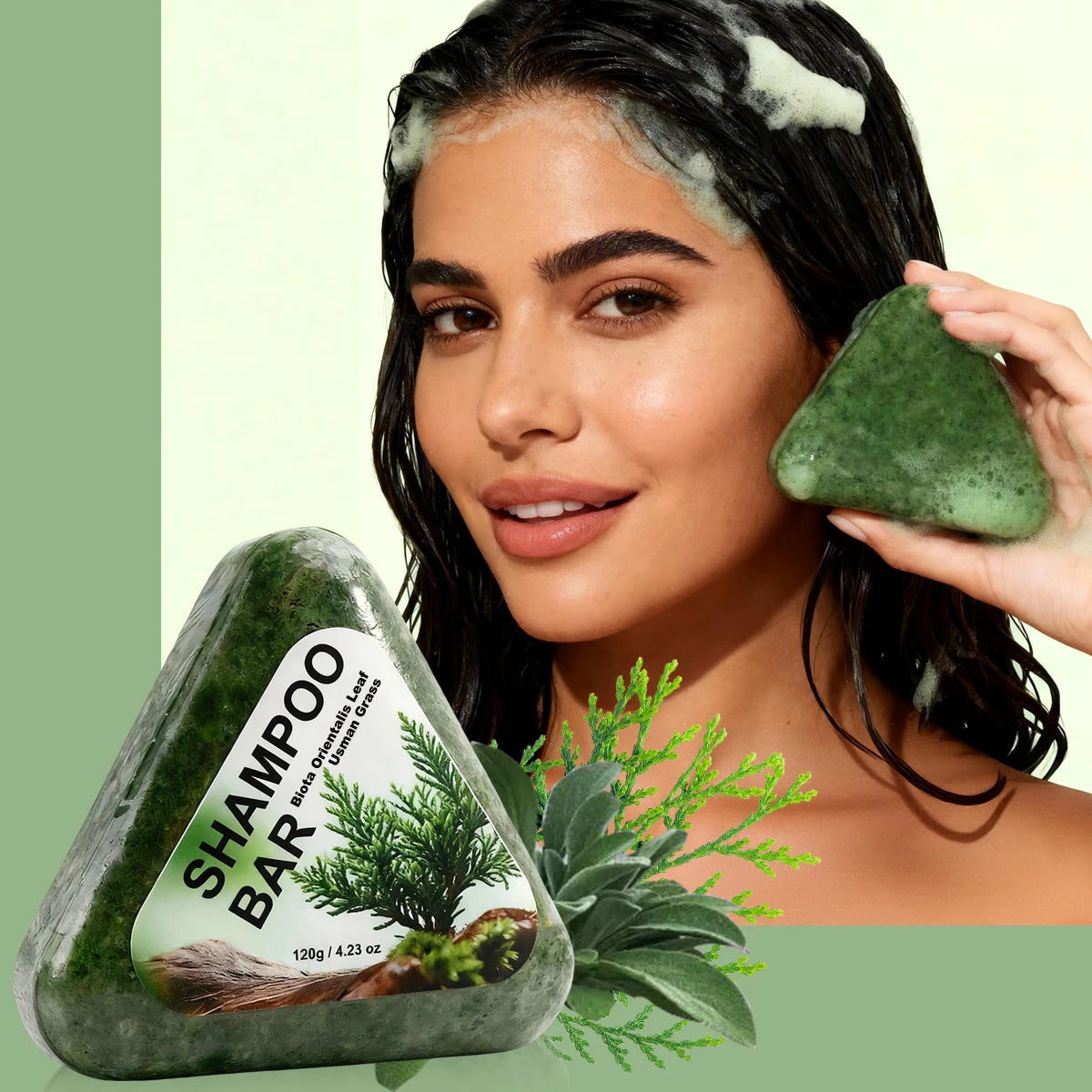 USMAN GRASS Natural Organic Shampoo Bar, Oil Control, Anti Hair Loss