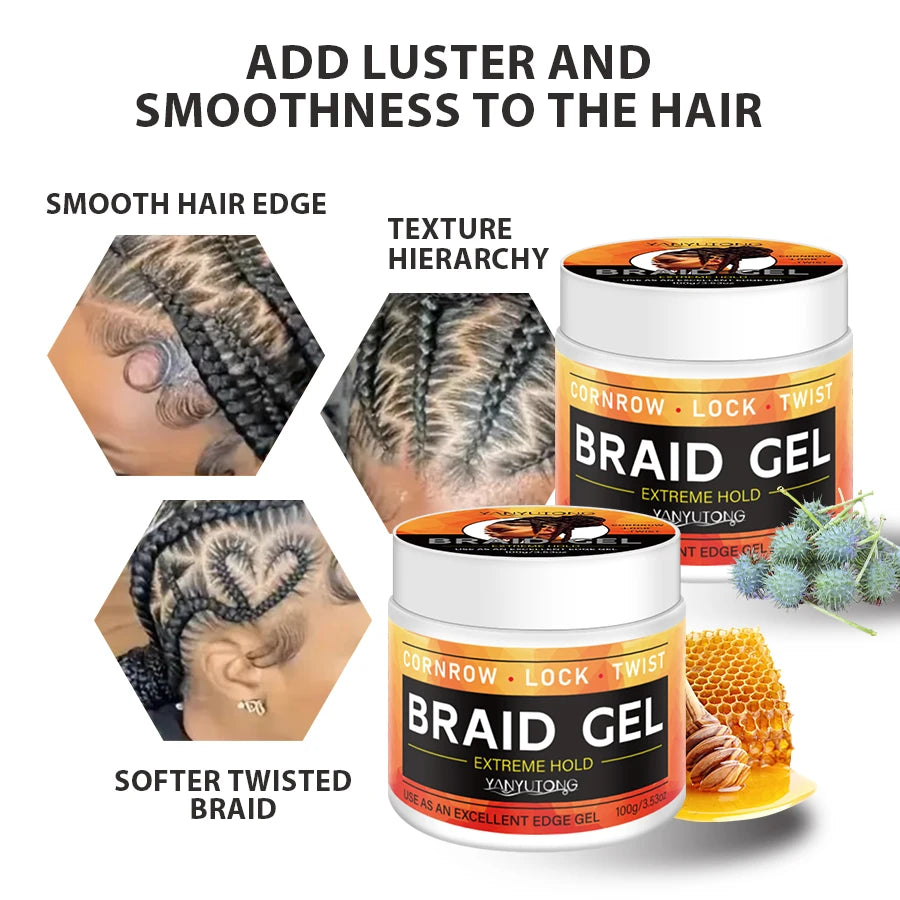 BRAID GEL Cornrow Lock Twist, 4C Hair & Edge Extreme Hold