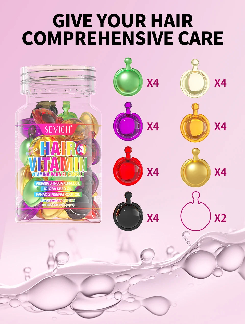 SEVICH HAIR VITAMIN Capsules, Essential Oils + Vitamins ACE/B5