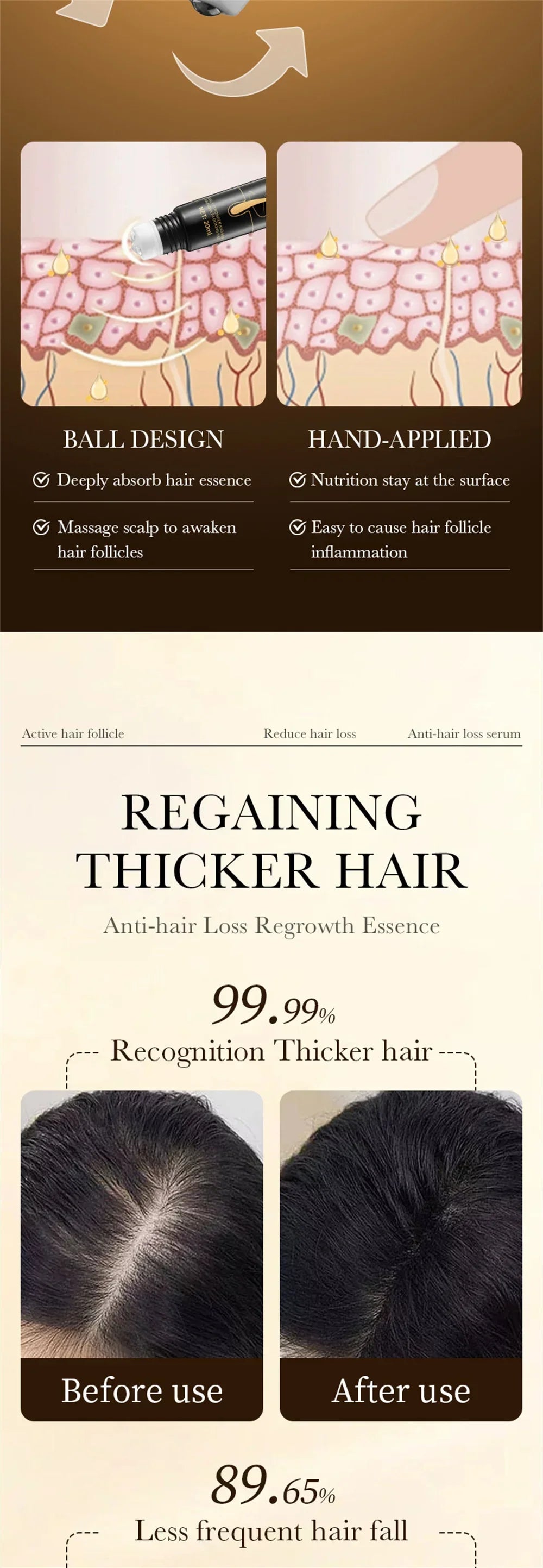 ZOZU Anti Hair Loss Regrowth Essence, Biotin Treatment, Thick Hair