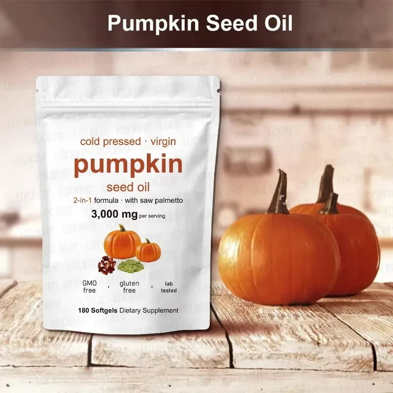 PUMPKIN SEED Oil Softgels 2 in 1 with SAW PALMETTO, GMO & Glucose Free