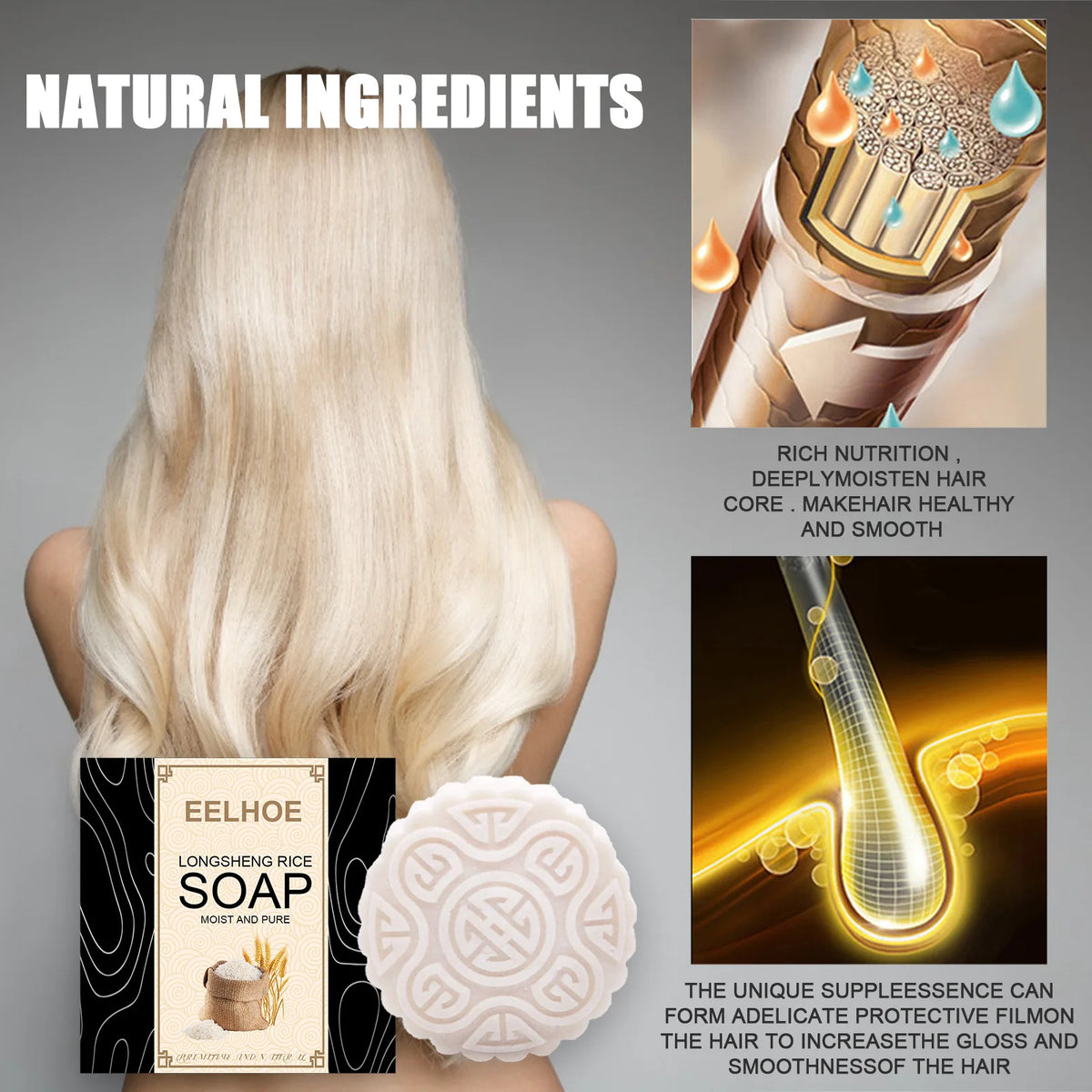 EELHOE Longsheng Rice Soap, Thick Hair