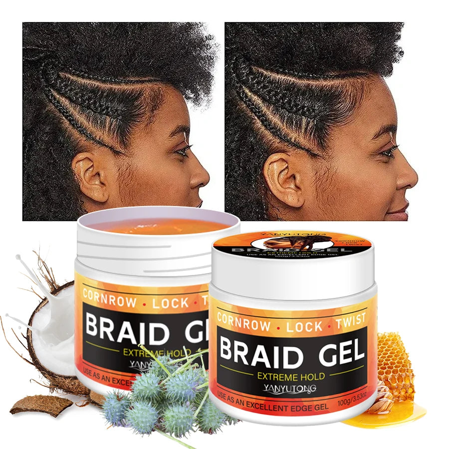 BRAID GEL Cornrow Lock Twist, 4C Hair & Edge Extreme Hold