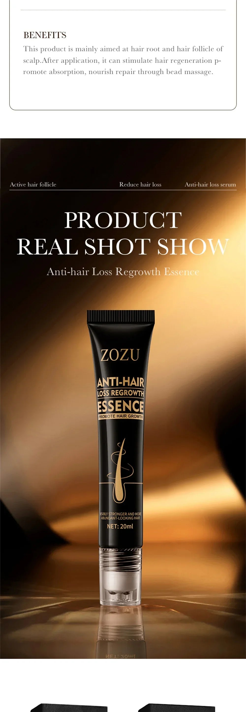 ZOZU Anti Hair Loss Regrowth Essence, Biotin Treatment, Thick Hair
