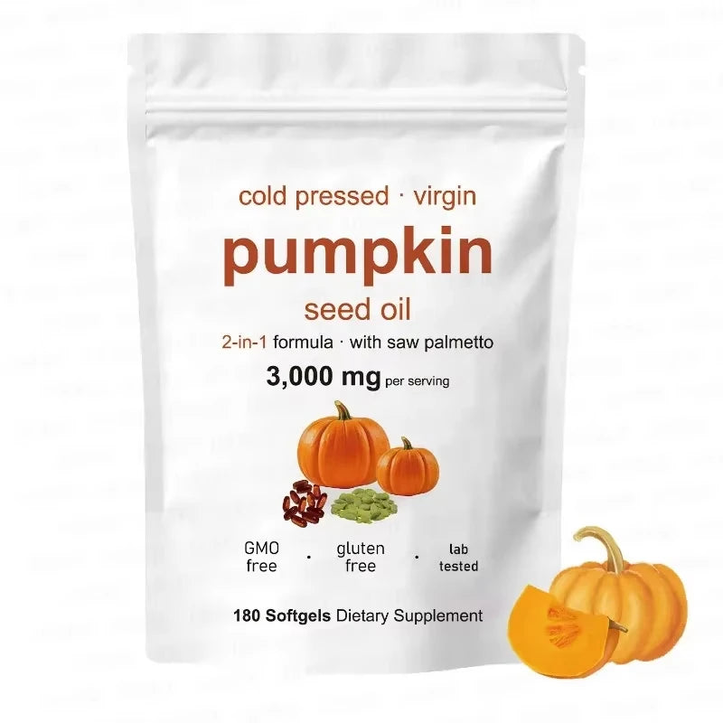PUMPKIN SEED Oil Softgels 2 in 1 with SAW PALMETTO, GMO & Glucose Free