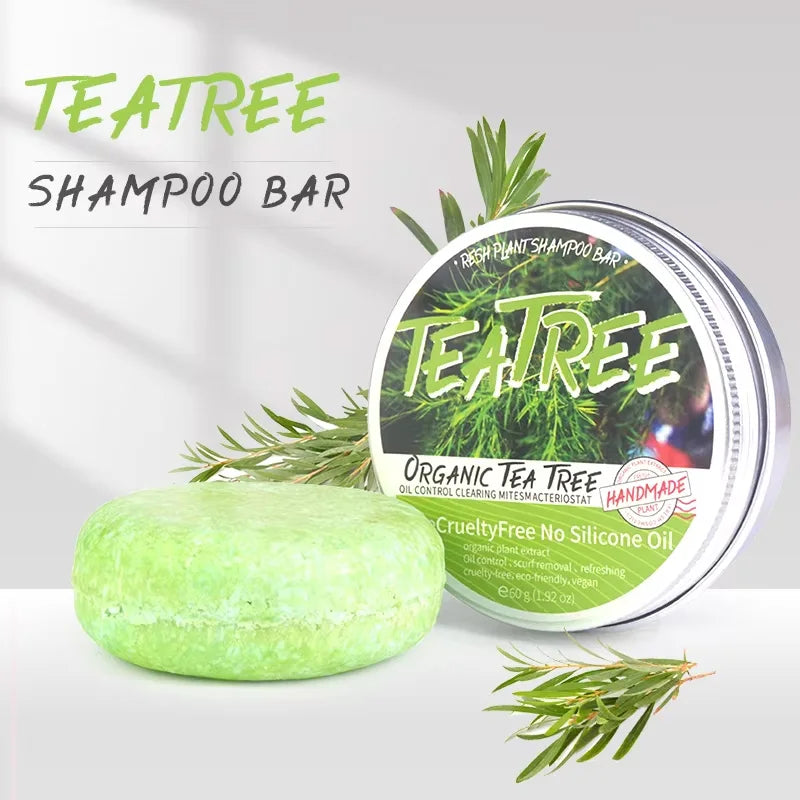 TEA TREE Organic Shampoo Bar, Oil & Dandruff Control, Strong Thick Hair