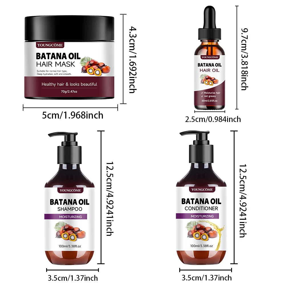 BATANA Oil 100% Complete Hair Care Kit, Thick Hair