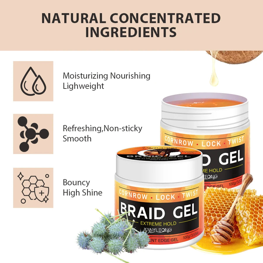 BRAID GEL Cornrow Lock Twist, 4C Hair & Edge Extreme Hold