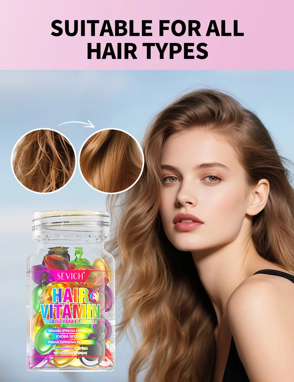 SEVICH HAIR VITAMIN Capsules, Essential Oils + Vitamins ACE/B5