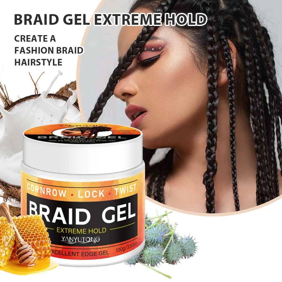 BRAID GEL Cornrow Lock Twist, 4C Hair & Edge Extreme Hold