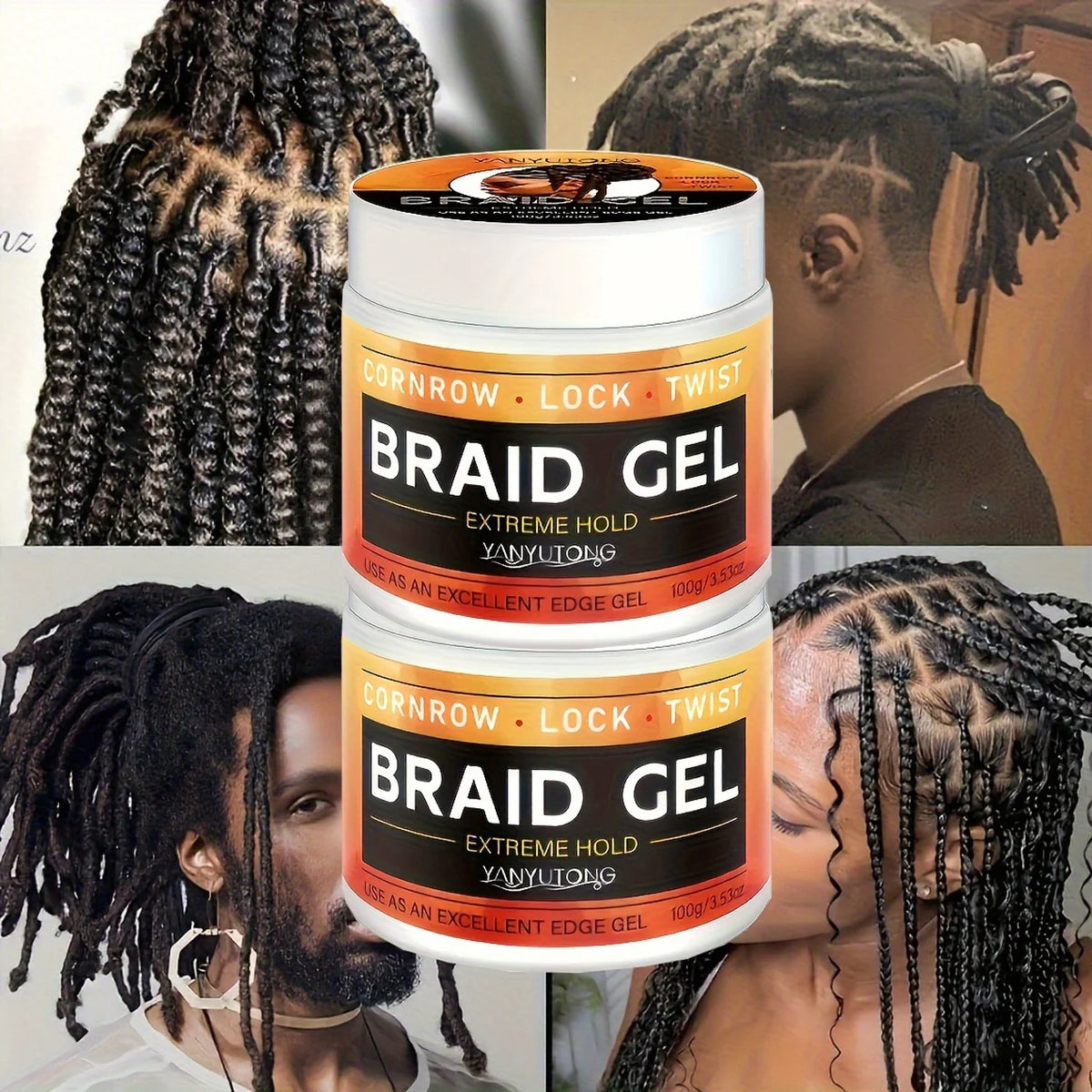 BRAID GEL Cornrow Lock Twist, 4C Hair & Edge Extreme Hold